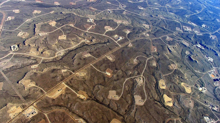 Aerial view of methane field