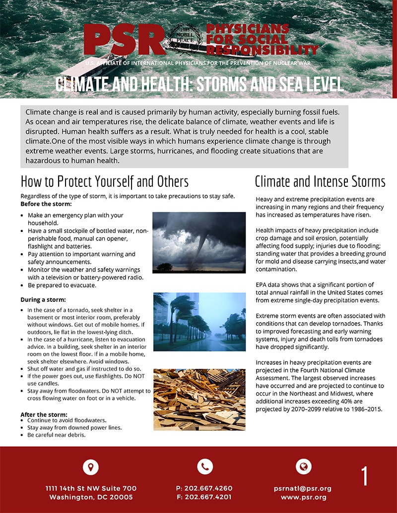 Fact Sheet "Climate And Health: Storms And Sea Level"