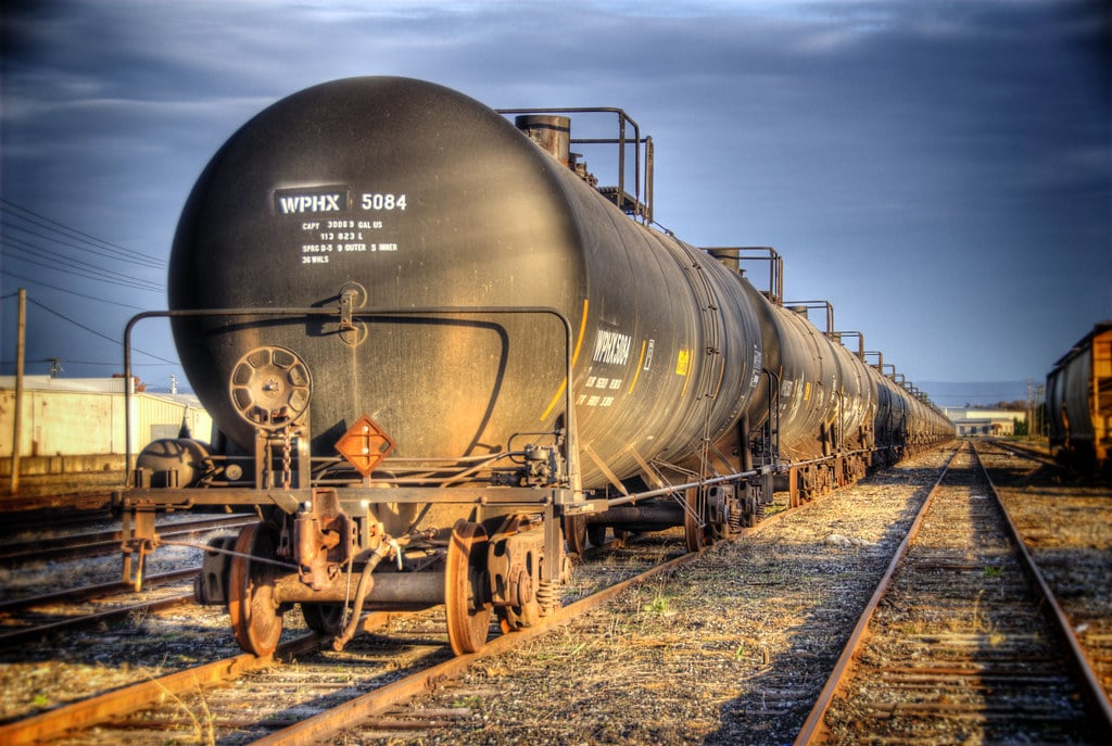Train with tanker cars