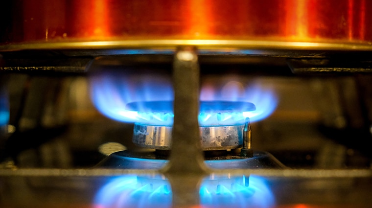 gas stove burner under kettle