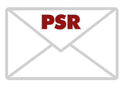 Envelope graphic with PSR logo