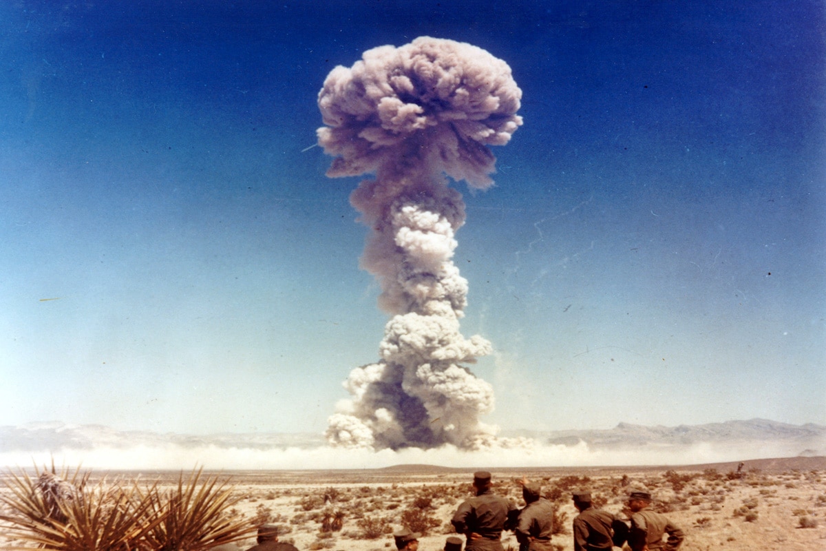 Nuclear test mushroom cloud in Nevada