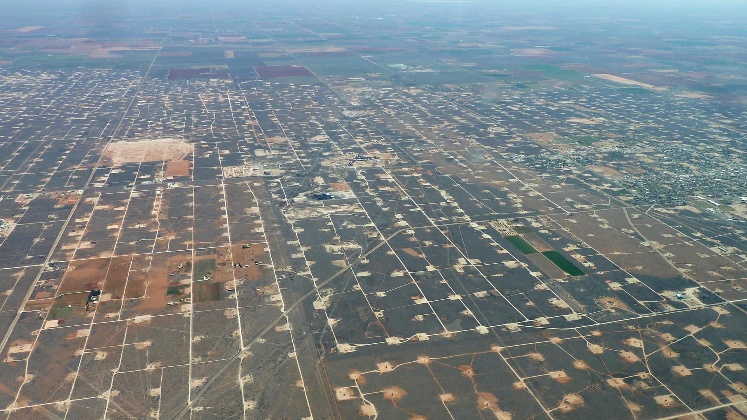 Aerial shot of fracking sites