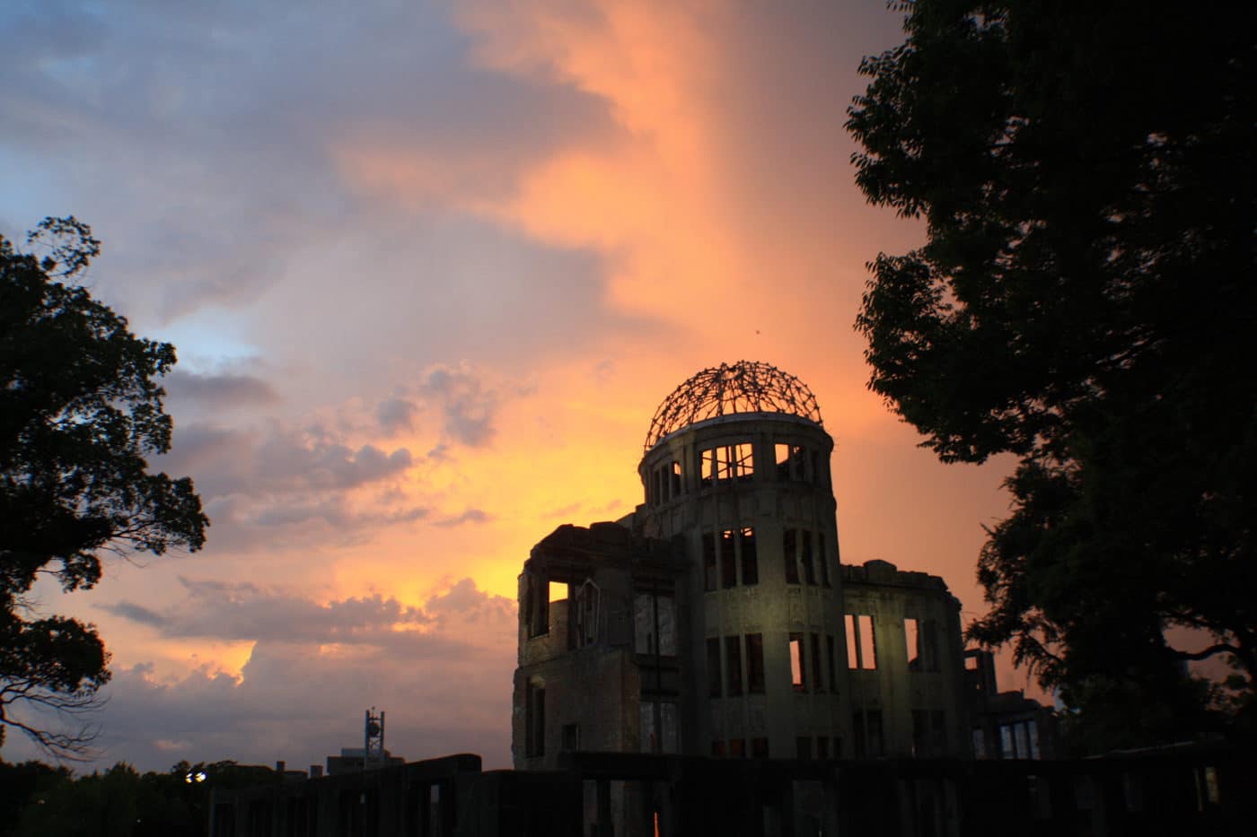 Hiroshima dome with sunset