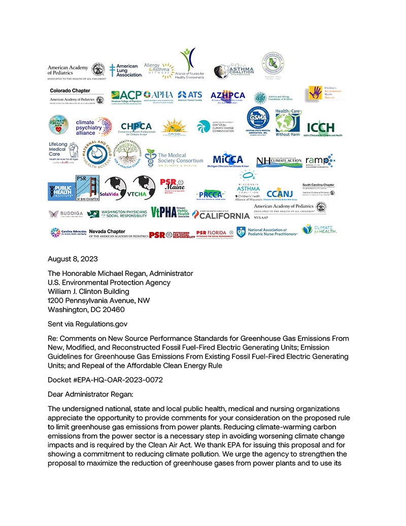 Comments from Health Orgs on Carbon Pollution Standards for Power Plants