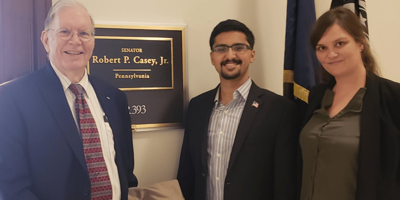PSR Climate Ambassadors Dr. Alan Lockwood, Sid Gugale, and Autumn Vogel visiting Capitol Hill
