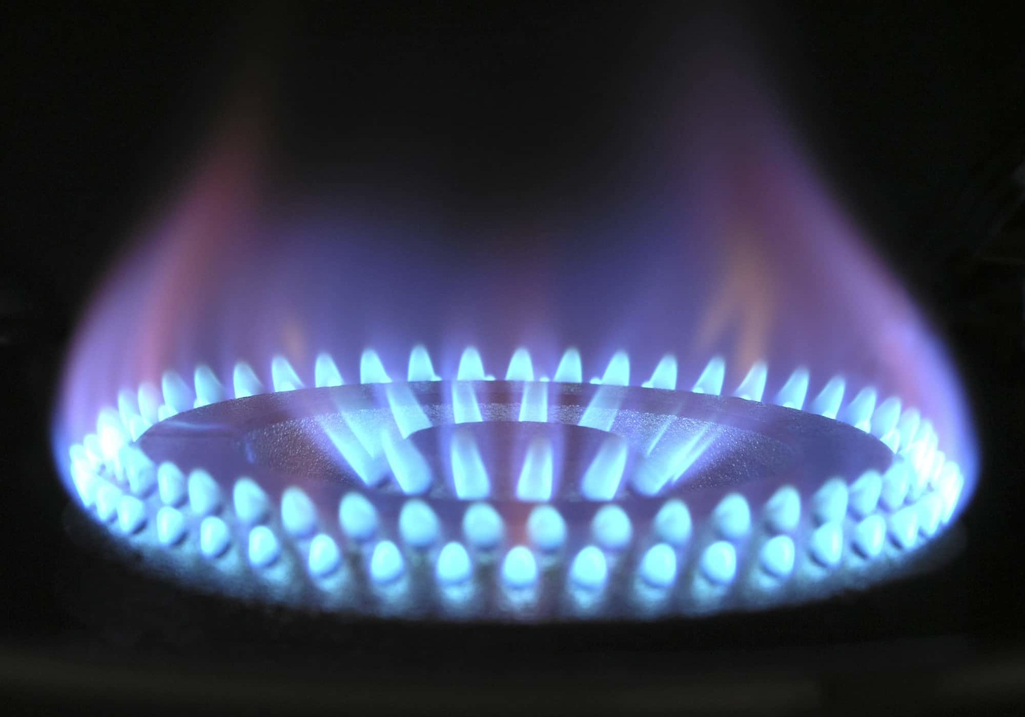 Gas stove blue flame
